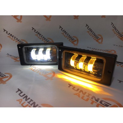 LED птф FOG LAMP двухрядные 5 линз, ДВУХРЕЖИМНЫЕ 55W ВАЗ 2110-12, 2114-15