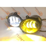 LED ПТФ Sal-Man 3 полосы ДВУХРЕЖИМНЫЕ (белый+желтый) для Лада Калина, Калина 2, Гранта, Ларгус, Датсун